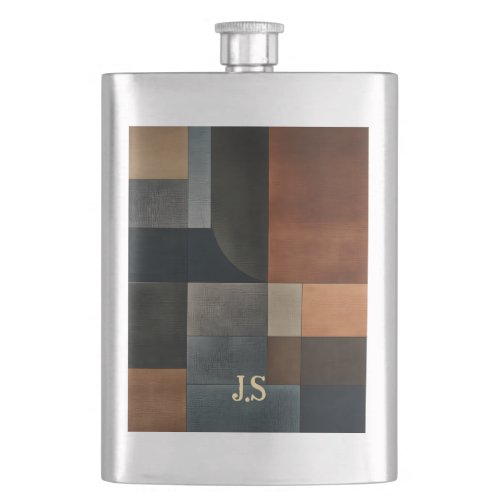 Personalized Modern Earthy Geometric Hip Flask