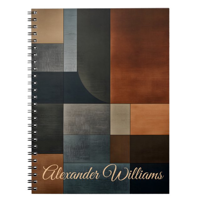 Personalized Modern Earthy Geometric Notebook (Front)