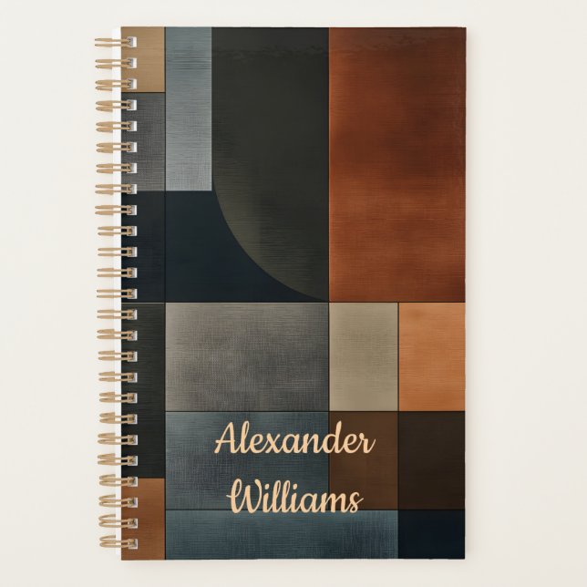 Personalized Modern Earthy Geometric Planner (Front)