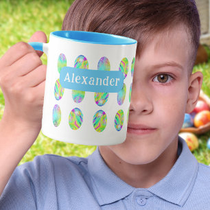 Personalized Modern Easter Egg Hunt Brunch Blue Mug