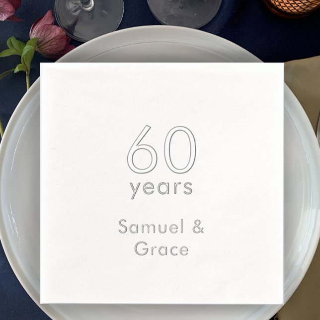 Personalized Modern Elegant 60th Anniversary Party Foil Napkins (Add couple’s names for real foil napkins. Simple elegant 60th anniversary party napkins.
)