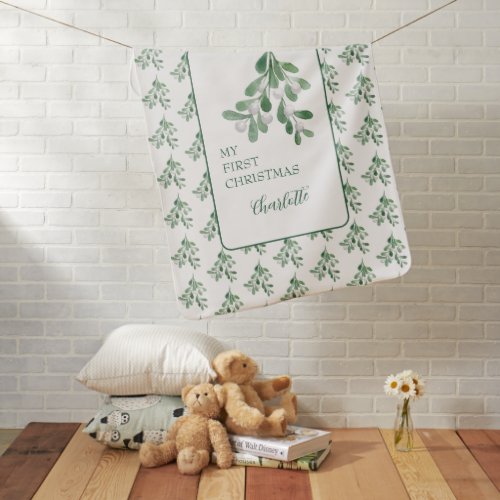 Personalized Modern Elegant Baby First Christmas Baby Blanket