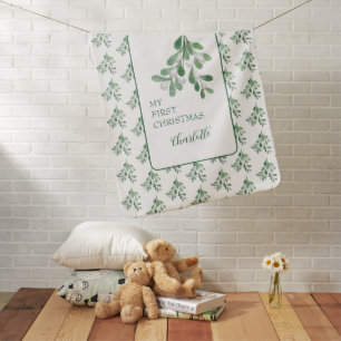Personalized Modern Elegant Baby First Christmas Blanket
