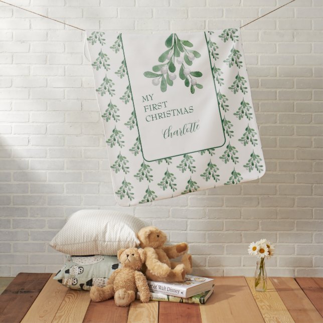 Personalized Modern Elegant Baby First Christmas Blanket (In Situ)