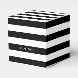 Personalized Modern Elegant Black and white stripe Favor Boxes
