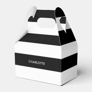 Personalized Modern Elegant Black and white stripe Favor Boxes
