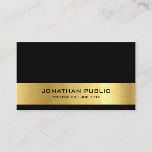 Personalized Modern Elegant Black Gold Minimalist Business Card