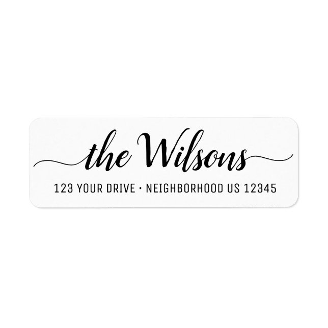 Personalized modern elegant calligraphy return label (Front)