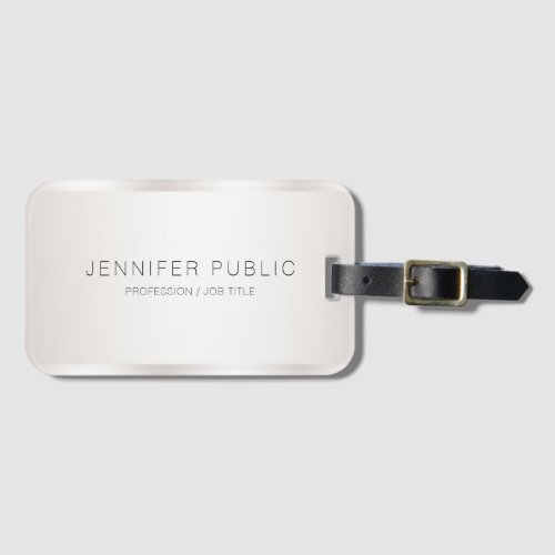 Personalized Modern Elegant Faux Silver Template Luggage Tag