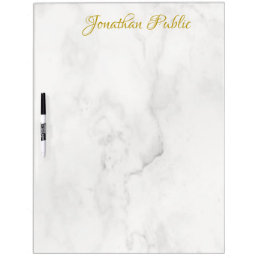 Personalized Modern Elegant Gold Hand Text Marble Dry Erase Board