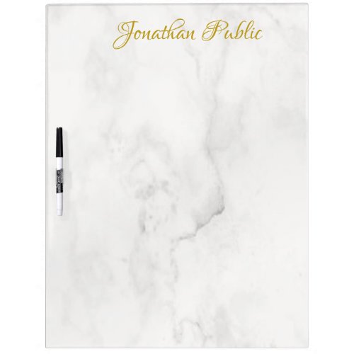 Personalized Modern Elegant Gold Hand Text Marble Dry Erase Board