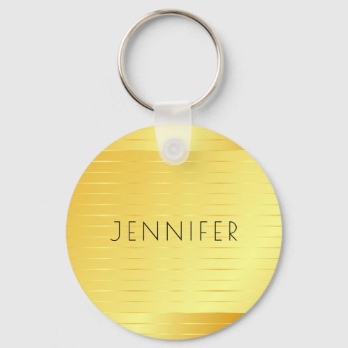 Personalized Modern Elegant Gold Look Template Keychain