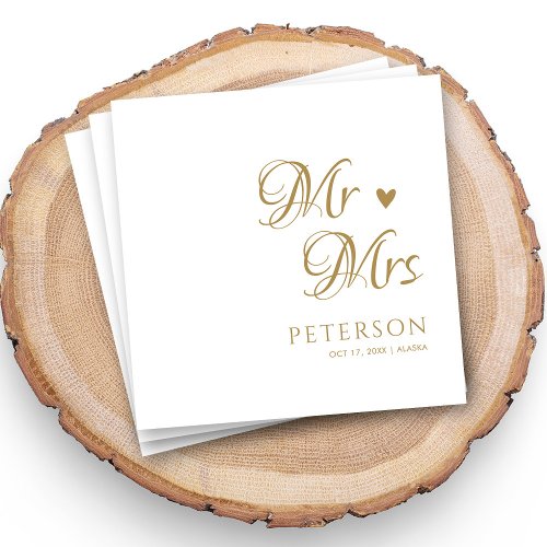 Personalized Modern Elegant Gold Script Wedding Napkins