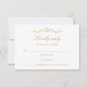 Personalized Modern Elegant Gold & White Wedding RSVP Card