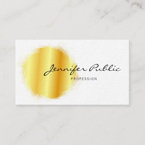 Personalized Modern Elegant Handwriting Gold White Business Card