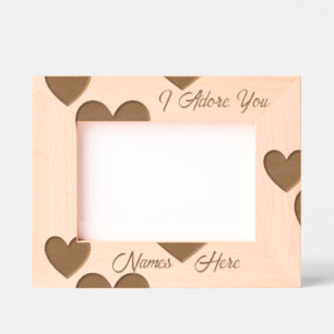 Personalized Modern Elegant Hearts Art Engraved Frames