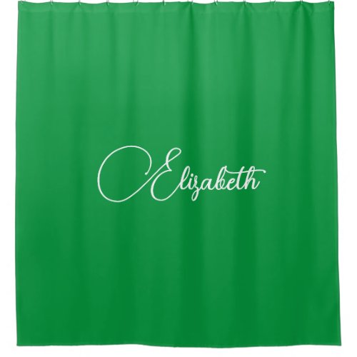 Personalized Modern Elegant Kelly Green Template Shower Curtain