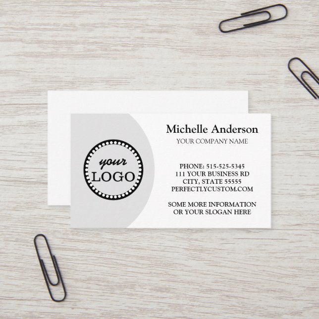 Personalized Modern elegant logo minimal white Business Card (Front/Back In Situ)
