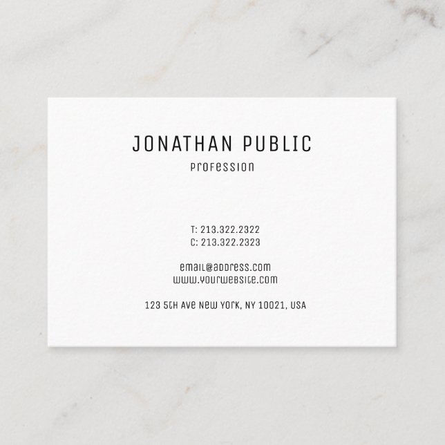 Personalized Modern Elegant Minimalistic Template Business Card (Front)