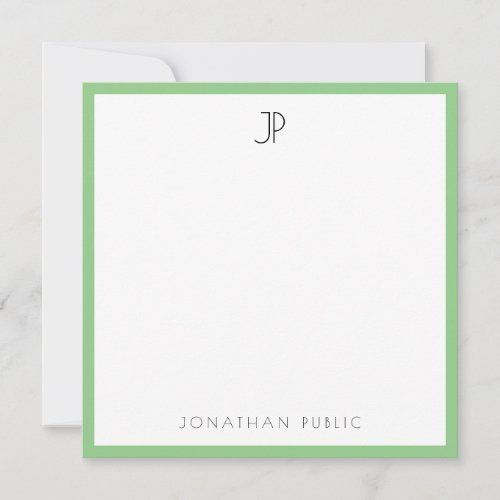 Personalized Modern Elegant Monogram Trendy Sleek Note Card