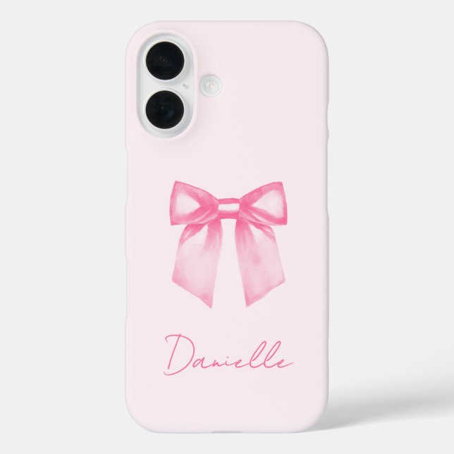 Personalized Modern Elegant Pink Bow Case-Mate iPhone Case (Back)
