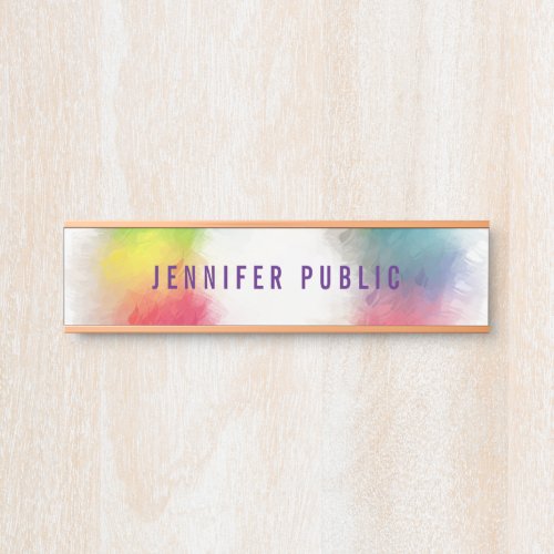 Personalized Modern Elegant Rainbow Colors Trendy Door Sign
