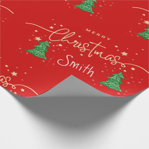 Personalized Modern Elegant Script Merry Christmas Wrapping Paper