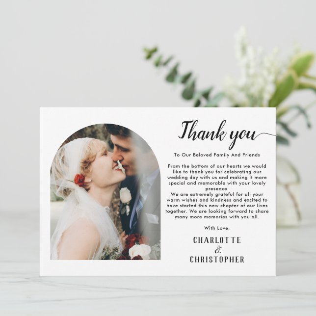 Personalized Modern Elegant Thank You Photo Card (Standing Front)