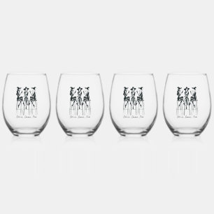 Personalized Modern, Elegant Witches Wine Night Stemless Wine Glass