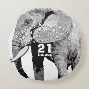 Personalized Modern Elephant Pattern Round Pillow
