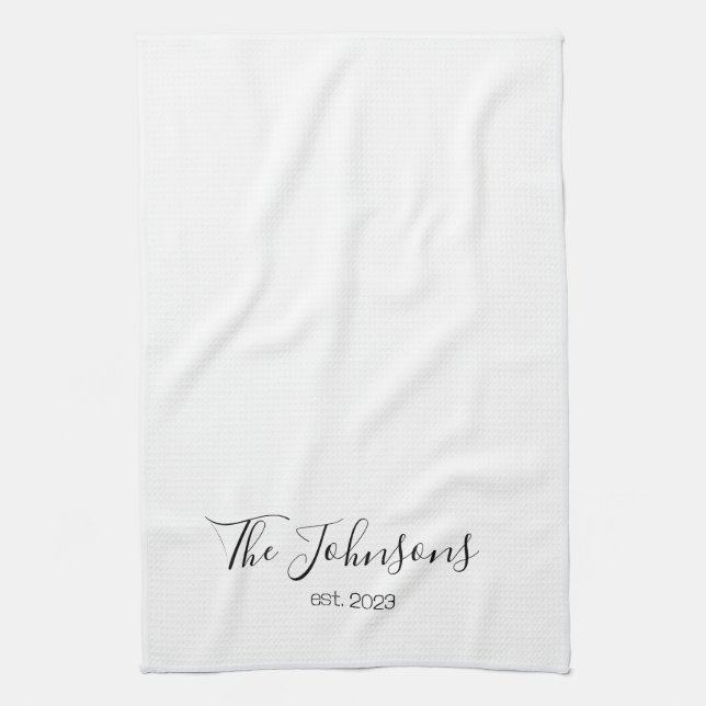 Personalized Modern Family Name Minimalist Templat Kitchen Towel (Vertical)