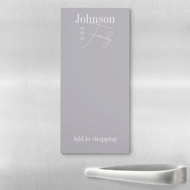 Personalized Modern Family Name Shopping List Magnetic Notepad (In Situ)