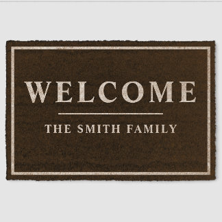 Personalized Modern Family Name Welcome Fiber Doormat