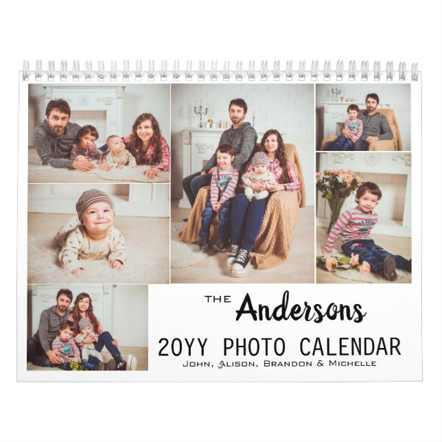 Personalized Modern Family Photo Collage Calendar (Cover)