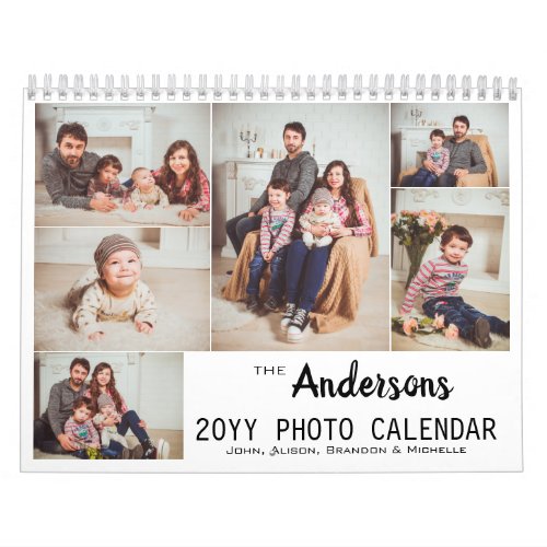 Personalized Modern Family Photo Collage Calendar