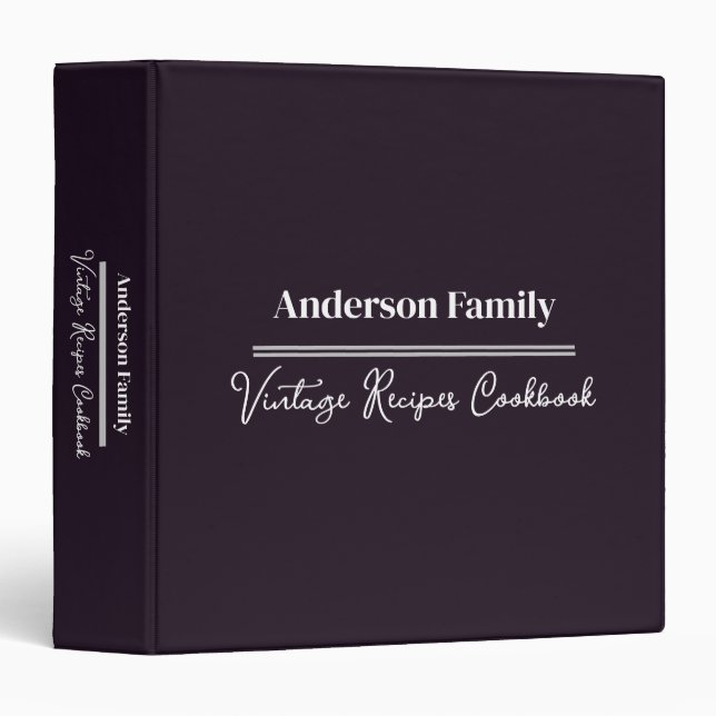 Personalized Modern Family Recipe Cookbook 3 Ring Binder (Front/Spine)