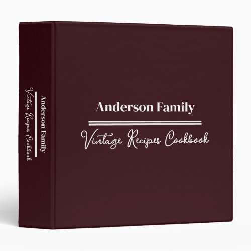 Personalized Modern Family Recipe Cookbook 3 Ring Binder