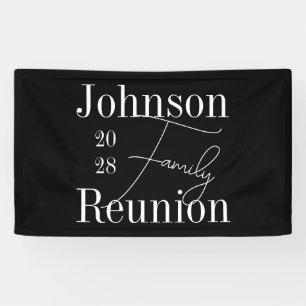 Personalized Modern Family Reunion Black and White Banner