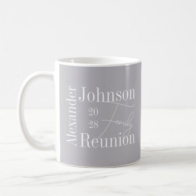 Personalized Modern Family Reunion Typography Coffee Mug (Left)