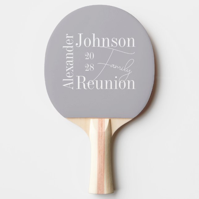 Personalized Modern Family Reunion Typography Ping Pong Paddle (Front)
