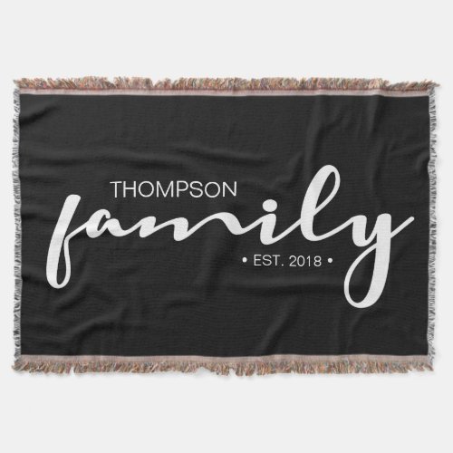 Personalized Modern Family Script Established Year Throw Blanket