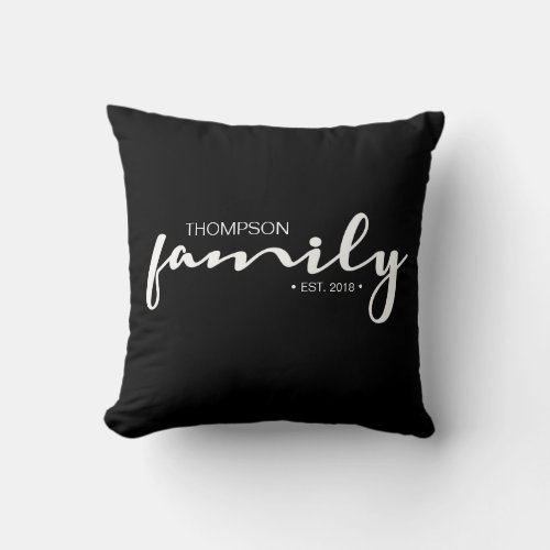 Personalized Modern Family Script Established Year Throw Pillow