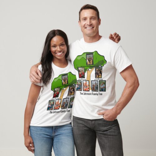 Personalized Modern Family Tree 7 Photo Collage T_Shirt