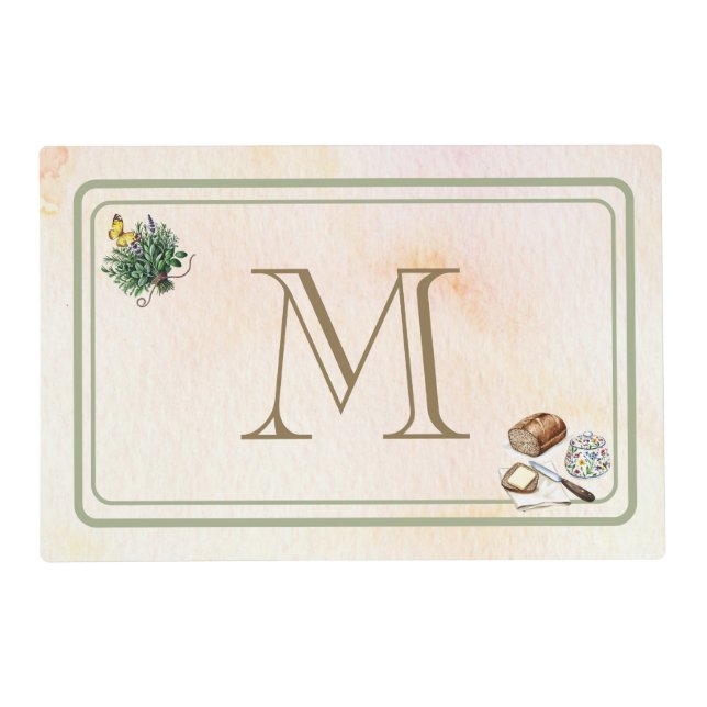 Personalized Modern Farmhouse Herbs and Bread Sage Placemat (Front)