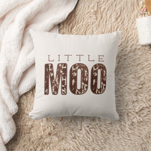 Personalized Modern Farmhouse Little MOO Cow Print Throw Pillow