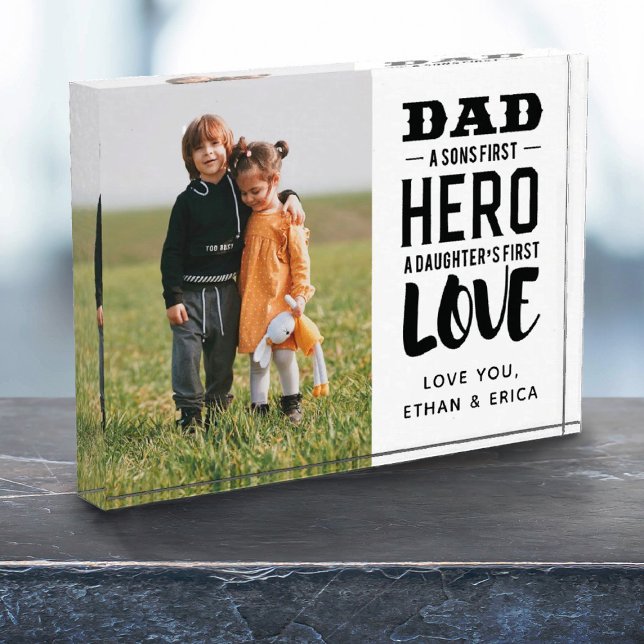 Personalized Modern Fathers Day Photo Plaque (A charming Father's Day Photo Block. Makes a great gift from the kids.
)