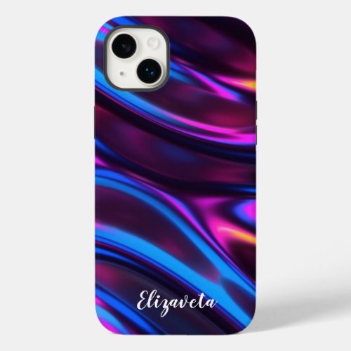 Personalized Modern Faux Iridescent w Name  Case_Mate iPhone 14 Plus Case