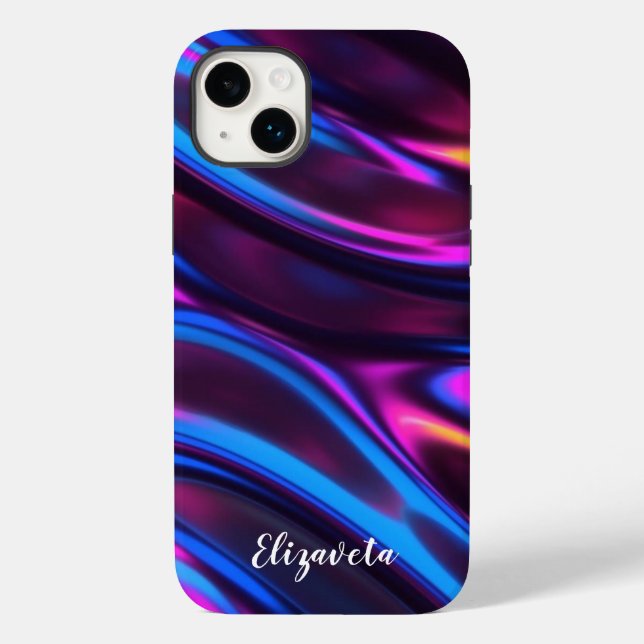 Personalized Modern Faux Iridescent w/ Name  Case-Mate iPhone Case (Back)