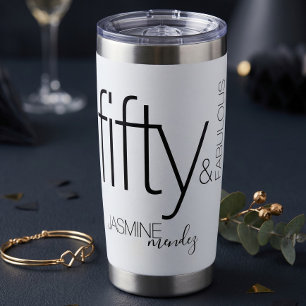 Personalized Modern Fifty and Fabulous Birthday Insulated Tumbler