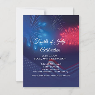 Personalized Modern fireworks fourth of July Holiday Card